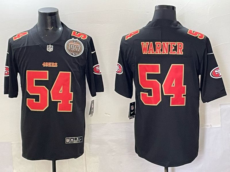 Men San Francisco 49ers 54 Warner Black gold Nike Limited NFL 2025 Jersey style 06